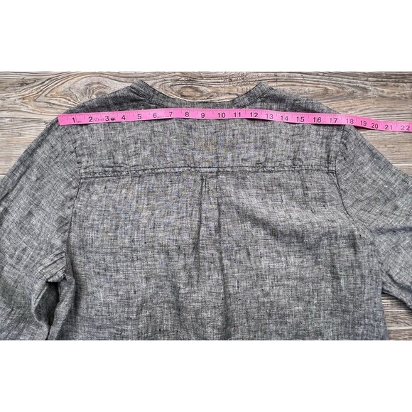 Chico's Grey Linen Popover High Low Blouse 3/4 Sleeve 2/Large Coastal Resort - Picture 10 of 13